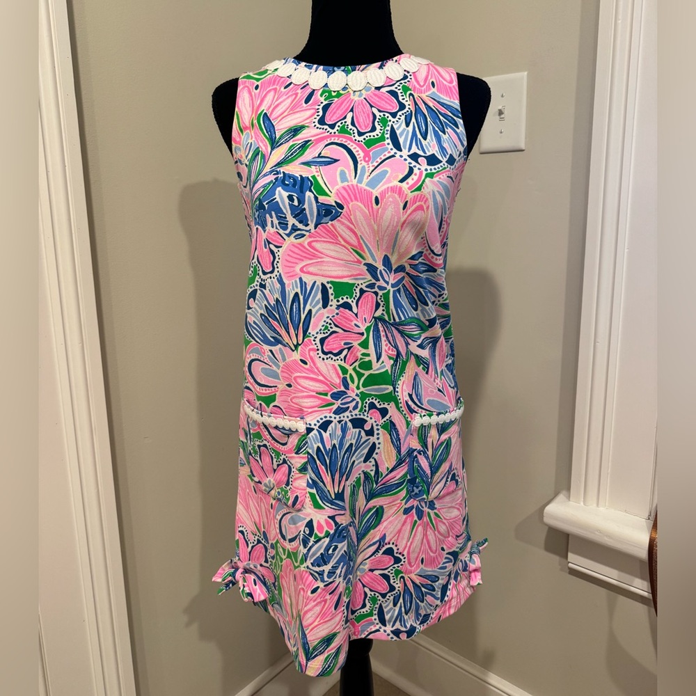 Lilly Pulitzer Pink Floral Shift Dress with Blue & Green Accents
